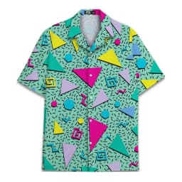 Retro 80s Pop Art Hawaiian Shirt 2026x Neon Cassette Skateboard Headphone Shirt, Vintage 90s Party Button-Up Summer Unisex Shirt