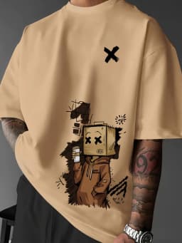 European and American Men's Summer Fashion Cartoon Print Comfortable Breathable Round Neck T-Shirt Outdoor City High Street Top