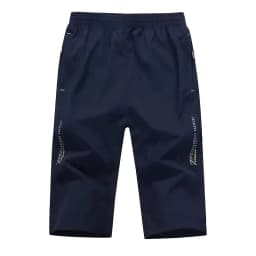 2025 New Men's Seven point Ice Silk Zipper Pocket Casual Pants Breathable Elastic Fabric Slimming Version Summer Outdoor Vacatio