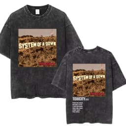 System of A Down Toxicity Album Graphic Washed T-shirt Men Women Rock Oversized T Shirts Male Vintage Alternative Metal T-shirts