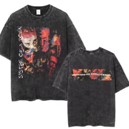 System of A Down Toxicity Album Graphic Washed T-shirt Men Women Rock Oversized T Shirts Male Vintage Alternative Metal T-shirts