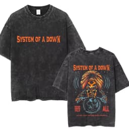 System of A Down Toxicity Album Graphic Washed T-shirt Men Women Rock Oversized T Shirts Male Vintage Alternative Metal T-shirts