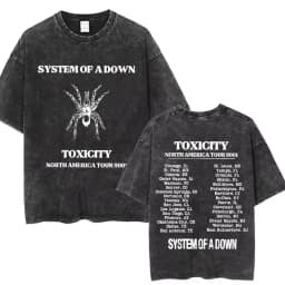 System of A Down Toxicity Album Graphic Washed T-shirt Men Women Rock Oversized T Shirts Male Vintage Alternative Metal T-shirts