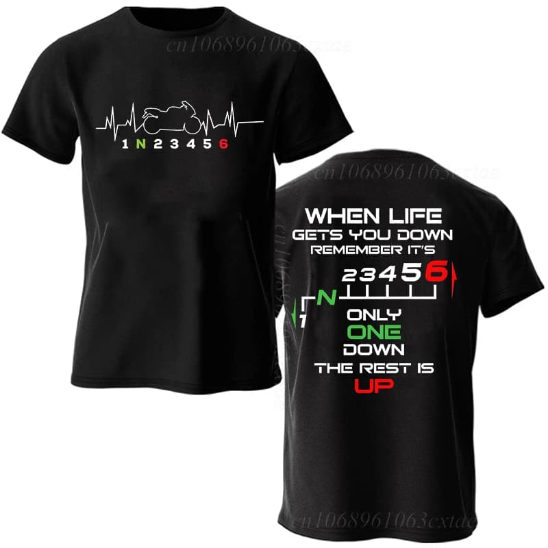 Summer Fashion Men's T Shirt Clothing 1N23456 Motorcycle Gear Biker Heartbeat Graphic T Shirt Casual Oversized Men Tee Tshirts