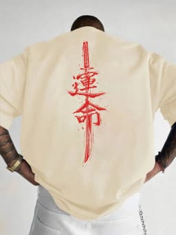 Japanese Samurai Sword Print 100% Cotton Trend Men Women T-shirt Summer Autumn Daily Outdoor Sports Party Casual Short Sleeve