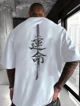 Japanese Samurai Sword Print 100% Cotton Trend Men Women T-shirt Summer Autumn Daily Outdoor Sports Party Casual Short Sleeve