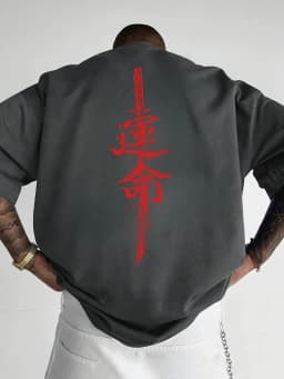 Japanese Samurai Sword Print 100% Cotton Trend Men Women T-shirt Summer Autumn Daily Outdoor Sports Party Casual Short Sleeve