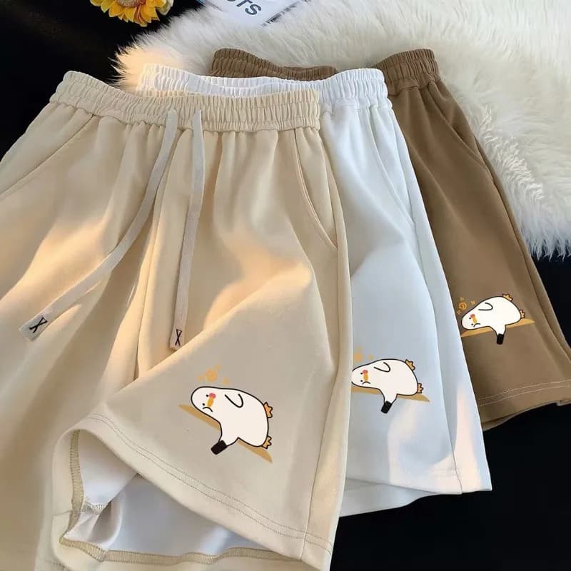 M-8XL Men's Cartoon Shorts duckling Print Fashion Loose Shorts Basketball Pants