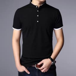 Men's Business Casual Polo Short Sleeve T-shirt Summer Comfortable and Breathable Solid Top