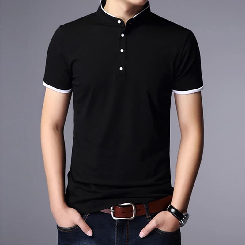 Men's Business Casual Polo Short Sleeve T-shirt Summer Comfortable and Breathable Solid Top