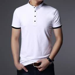 Men's Business Casual Polo Short Sleeve T-shirt Summer Comfortable and Breathable Solid Top