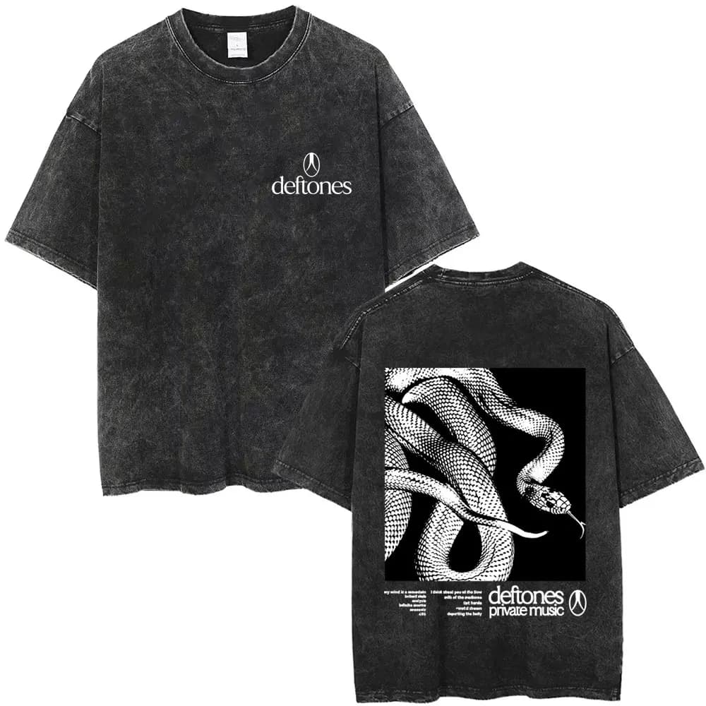 New Arrival Mens Clothes Tee Shirt Homme Washed Vintage Rock Band Deftones Private Music Graphic Men Clothing New in Top & Tees