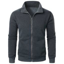 Men's casual sports zipper stand up collar jacket, men's solid color top