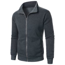 Men's casual sports zipper stand up collar jacket, men's solid color top