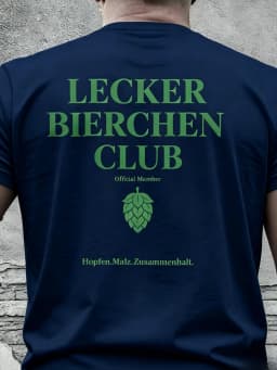 Lecker Bierchen Club- Cotton T-Shirt Designed for Beer Lovers Featuring A Hop and Malt Pattern Classic Fit Soft and Comfortable