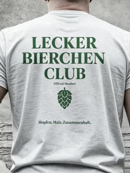 Lecker Bierchen Club- Cotton T-Shirt Designed for Beer Lovers Featuring A Hop and Malt Pattern Classic Fit Soft and Comfortable