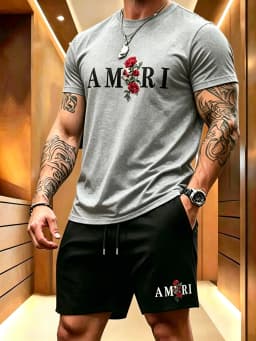 2026 summer T-shirt shorts short sleeved two-piece men's casual sports suit fashionable casual trendy clothing Sportswear set