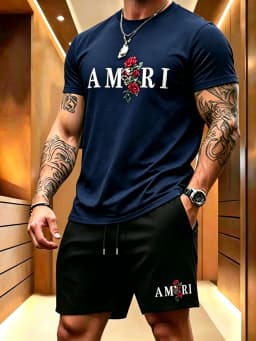 2026 summer T-shirt shorts short sleeved two-piece men's casual sports suit fashionable casual trendy clothing Sportswear set