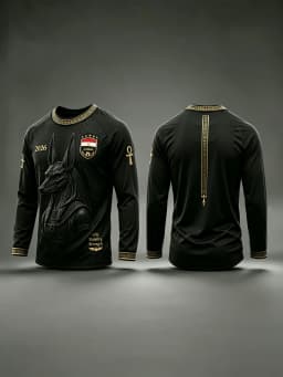2026 Men’s Egypt‑Style Long‑Sleeve Soccer Shirt,3D‑Printed Ancient Egyptian Graphic,Quick‑Dry Breathable Sports Fan Jersey