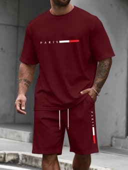 Men's Tracksuit 2 Piece O-neck Short Sleeve Shirt Shorts Set Men's Running Suit Plus Size T Shirts Man Clothing Summer T-shirt