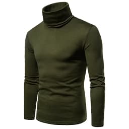 Autumn Winter Mens Turtleneck Sweaters Casual Thermal Long Sleeve Slim Fit Pullovers Stretch Basic Tops Sweatshirt Jumper TShirt