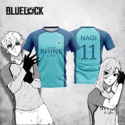 Blue Lock NAGI Man Shine City Jersey Japanese Anime Cosplay Football Uniform Breathable Sports T-shirt Hyoma Chigiri Tops Unisex