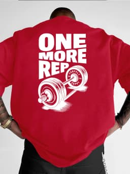 Men's T-Shirt Vintage Funny Gym Workout ONE MORE REP Weightlifting Women Streetwear Cotton Oversized Tees Short Sleeve Loose Top
