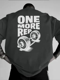 Men's T-Shirt Vintage Funny Gym Workout ONE MORE REP Weightlifting Women Streetwear Cotton Oversized Tees Short Sleeve Loose Top