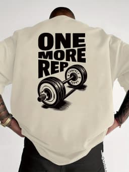 Men's T-Shirt Vintage Funny Gym Workout ONE MORE REP Weightlifting Women Streetwear Cotton Oversized Tees Short Sleeve Loose Top