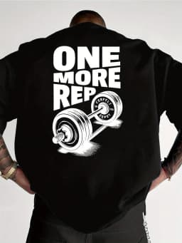 Men's T-Shirt Vintage Funny Gym Workout ONE MORE REP Weightlifting Women Streetwear Cotton Oversized Tees Short Sleeve Loose Top