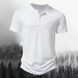2026 New Summer Men Henley Collar T-shirts Button Slim Casual Male Solid Color Short Sleeve Men Sports T-shirt Polo shirt Tops
