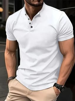 2026 New Summer Men Henley Collar T-shirts Button Slim Casual Male Solid Color Short Sleeve Men Sports T-shirt Polo shirt Tops