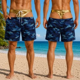 Beach Party 3D Print Camouflage Funny Humour Swim Trunks For Men Unique Personality Breathable Beach Shorts Summer Fashion Trend