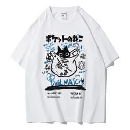 Men Women Cartoon T-Shirts Summer Harajuku Kawaii Cat Printed Short Sleeve Tees Couple Streetwear Loose Clothes Y2K Tops