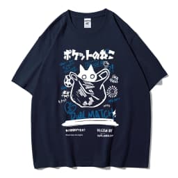 Men Women Cartoon T-Shirts Summer Harajuku Kawaii Cat Printed Short Sleeve Tees Couple Streetwear Loose Clothes Y2K Tops