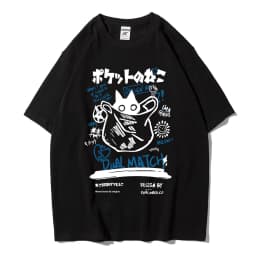 Men Women Cartoon T-Shirts Summer Harajuku Kawaii Cat Printed Short Sleeve Tees Couple Streetwear Loose Clothes Y2K Tops