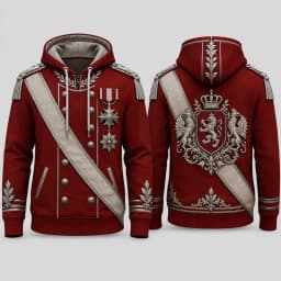 Mens Red Ceremonial Guard Uniform 3D Print Zip Hoodie Polyester Long Sleeve Cosplay Streetwear Jacket Costume Top Unisex