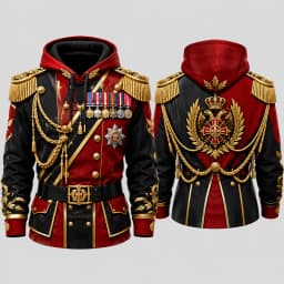Mens Red Ceremonial Guard Uniform 3D Print Zip Hoodie Polyester Long Sleeve Cosplay Streetwear Jacket Costume Top Unisex