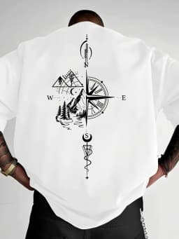 New Summer Geometric and Hill Pattern Men T-shirt Street Style Suitable for Daily Casual Wear Loose Fit 100% Cotton Material