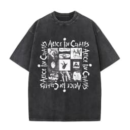 New in Top & Tees Mens T-Shirt Camisetas Rock Band Alice in Chains Dirt Washed Vintage Short Sleeved Round Neck Y2k Tshirt