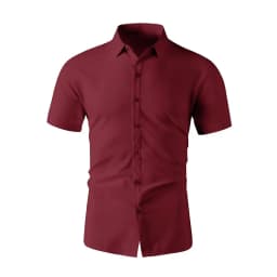 New Men's Business Casual Solid Color Short Sleeved Shirt for Summer Fashion No Ironing Comfortable and Versatile Top