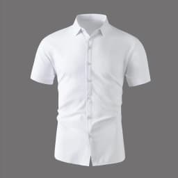New Men's Business Casual Solid Color Short Sleeved Shirt for Summer Fashion No Ironing Comfortable and Versatile Top