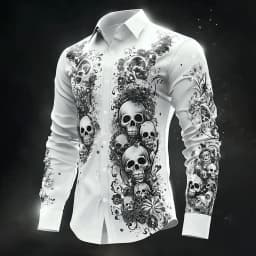 Hip Hop Skull Print Shirt Men Streetwear 2025 Long Sleeve Tops Urban Trendy Graphic Tee Shirt Casual Loose Fit Gothic Clothing