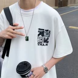 M-8xL Spring Men's T-shirt Short Sleeve Cartoon Graffiti Print Male Female Alphabet