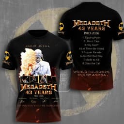 New Rock Band Megadeth Tour 3D Print T-shirt Men Women Fashion Hip Hop Oversized Short Sleeve Tops Tees Kids Clothing Apparel