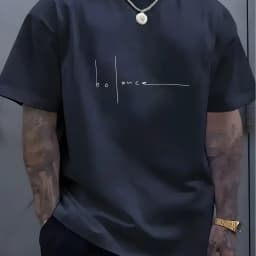 Men's Summer 100% Pure Cotton Casual Sports T-Shirt Fashionable Loose Fit Round Neck Short Sleeve Letter Print Top