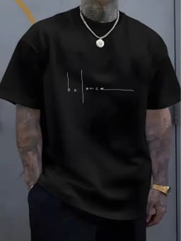 Men's Summer 100% Pure Cotton Casual Sports T-Shirt Fashionable Loose Fit Round Neck Short Sleeve Letter Print Top