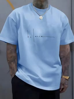 Men's Summer 100% Pure Cotton Casual Sports T-Shirt Fashionable Loose Fit Round Neck Short Sleeve Letter Print Top