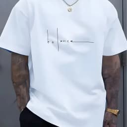 Men's Summer 100% Pure Cotton Casual Sports T-Shirt Fashionable Loose Fit Round Neck Short Sleeve Letter Print Top