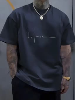 Men's Summer 100% Pure Cotton Casual Sports T-Shirt Fashionable Loose Fit Round Neck Short Sleeve Letter Print Top
